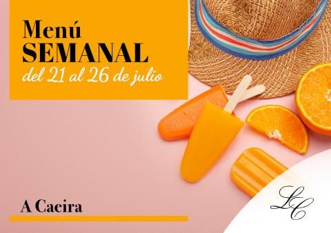 Menú semanal en A Caeira del 21 al 26 de julio 2025