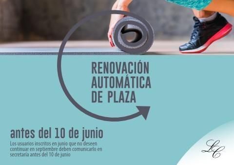 Renovación automática de plaza en actividades deportivas